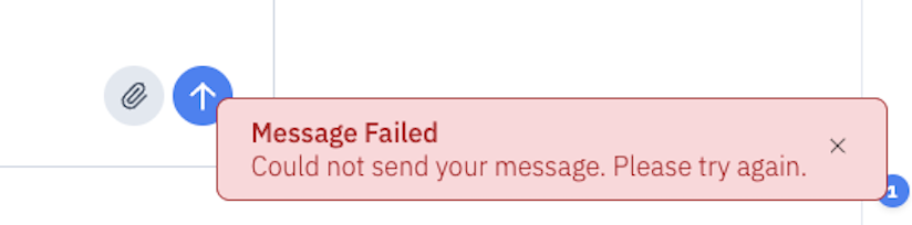 Message Failed pop-up notification